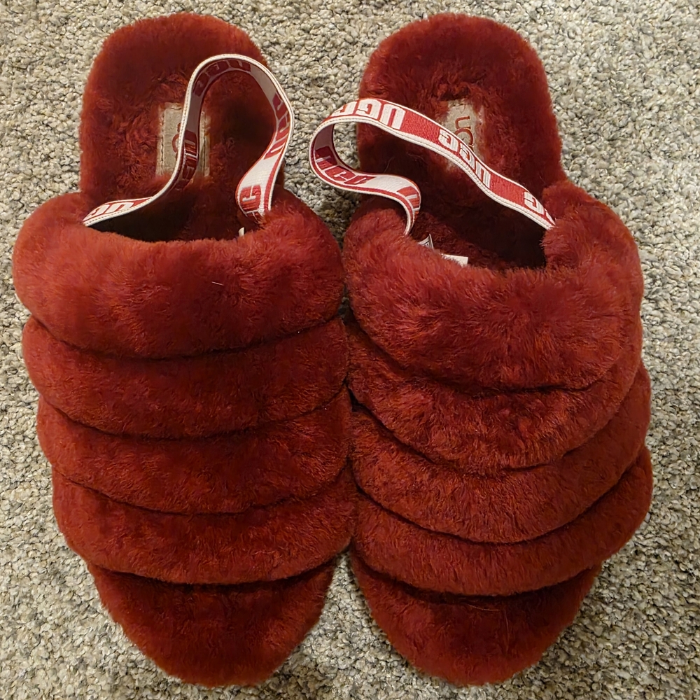 UGG Women's Plush Red Slippers